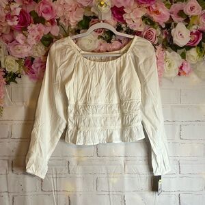 NWT GIRLS ART CLASS XL 14 LONG SLEEVE CROPPED STRETCH ON SHOULDER OFF SHOULDER